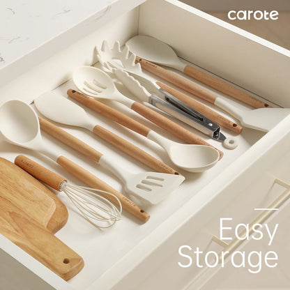 10-Piece Silicone and Wood Cooking Utensil Set, Heat-Resistant, Safe for Nonstick Cookware