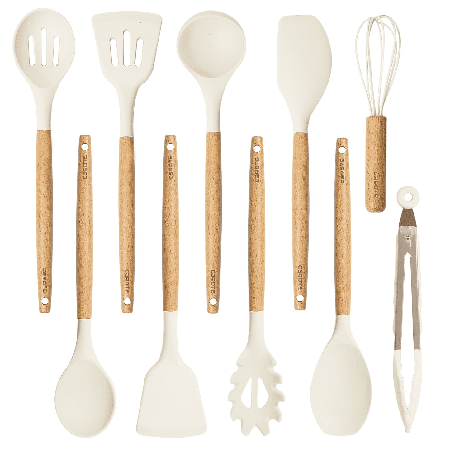 10-Piece Silicone and Wood Cooking Utensil Set, Heat-Resistant, Safe for Nonstick Cookware